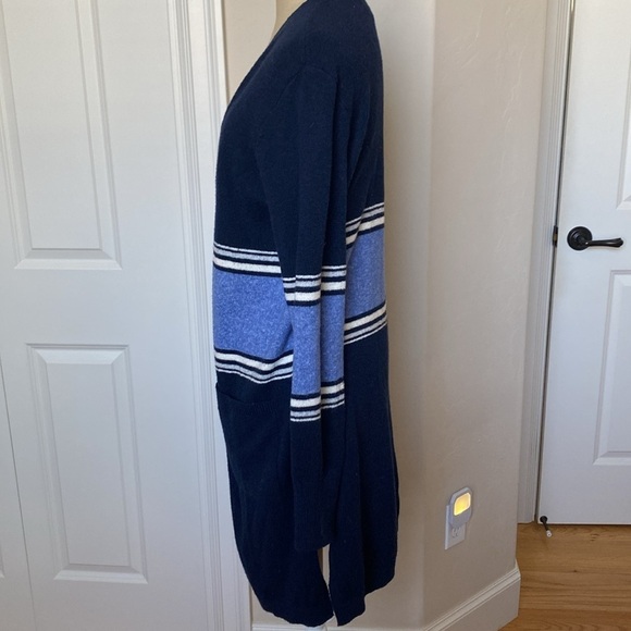Lucky Brand striped open front Longline Cardigan Women’s pockets Sz M Fall Warm - Picture 3 of 7